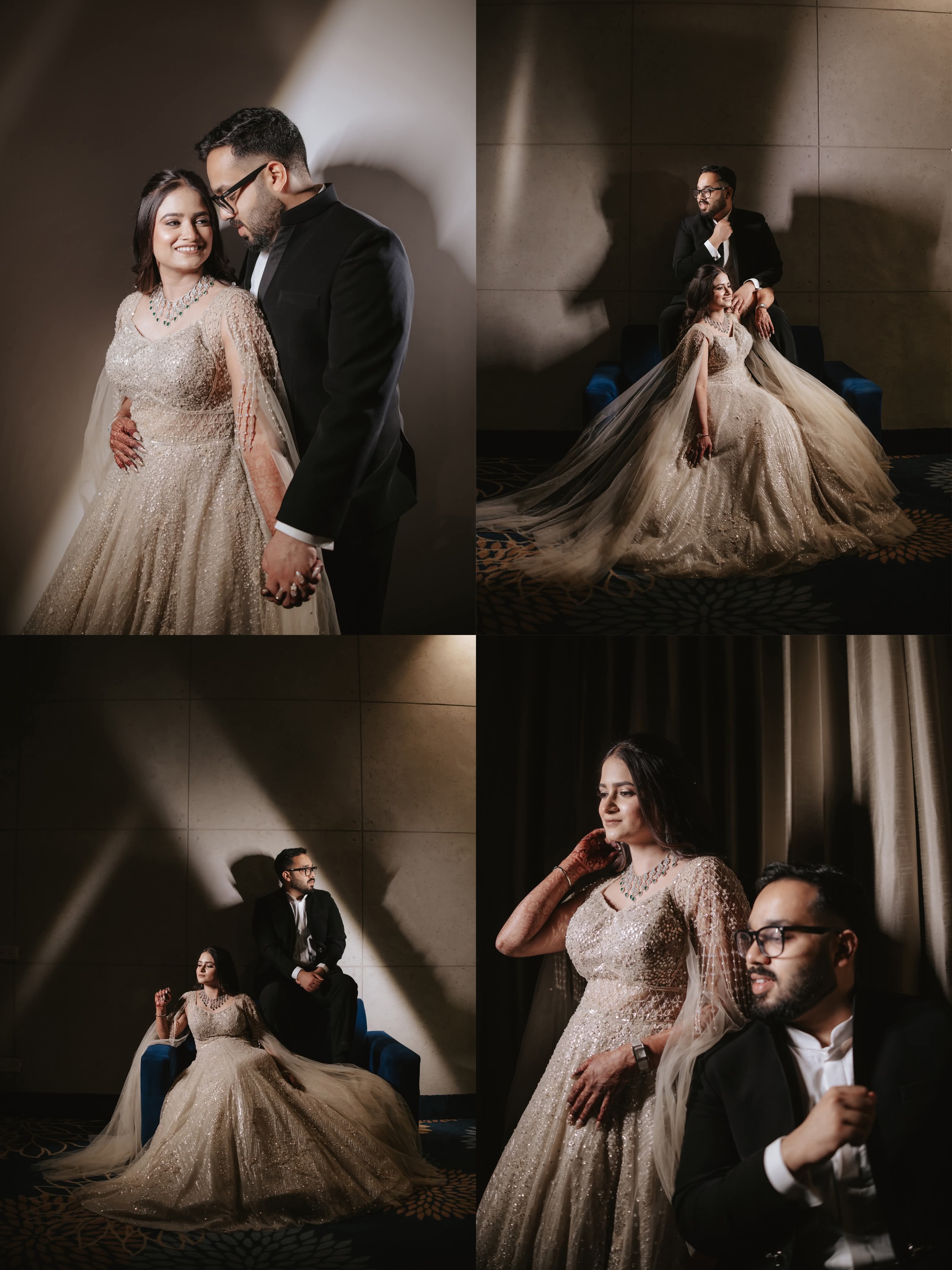 Four frames from a reception shoot, arranged as a grid