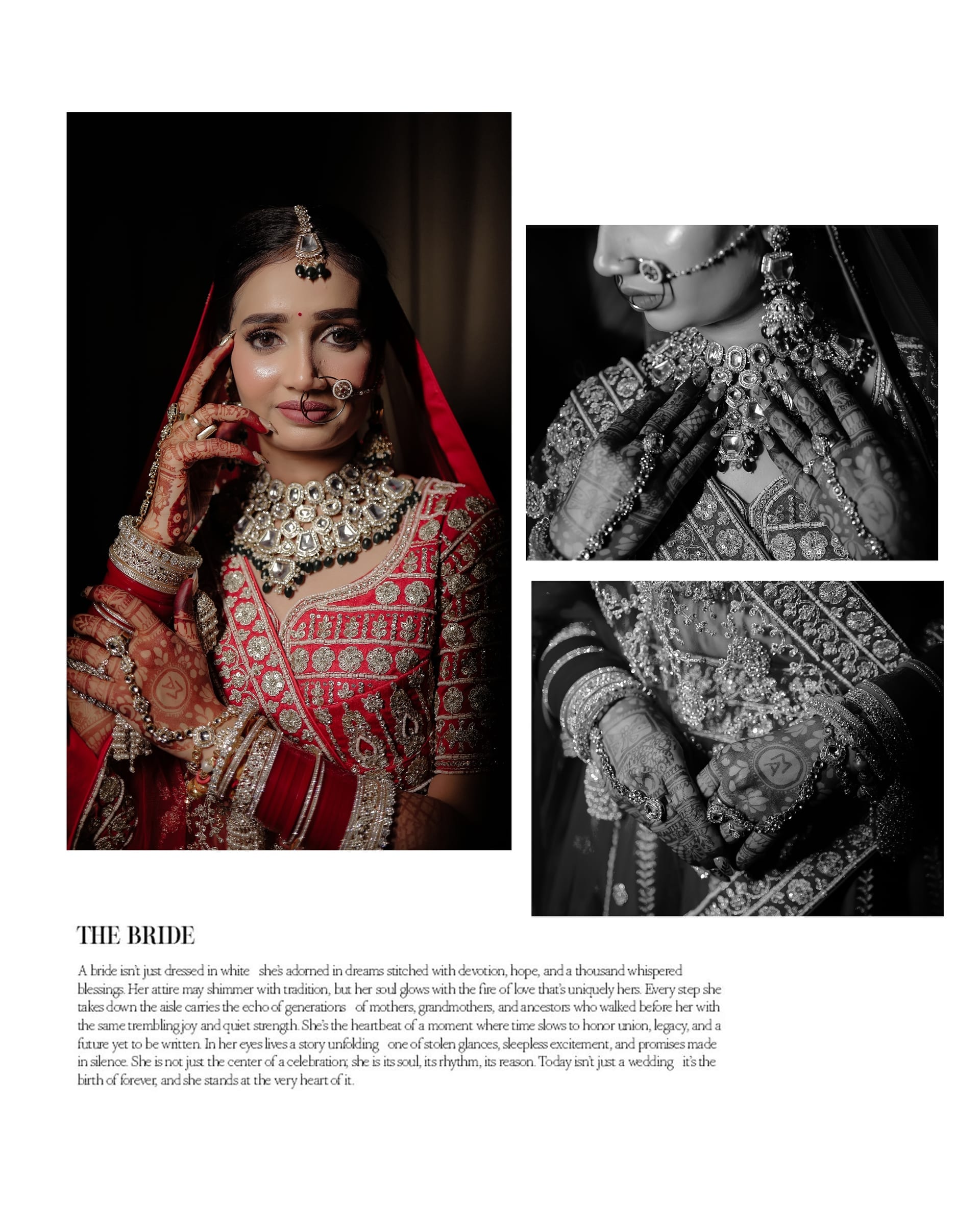 Album spread — 'The Bride', colour beside black and white