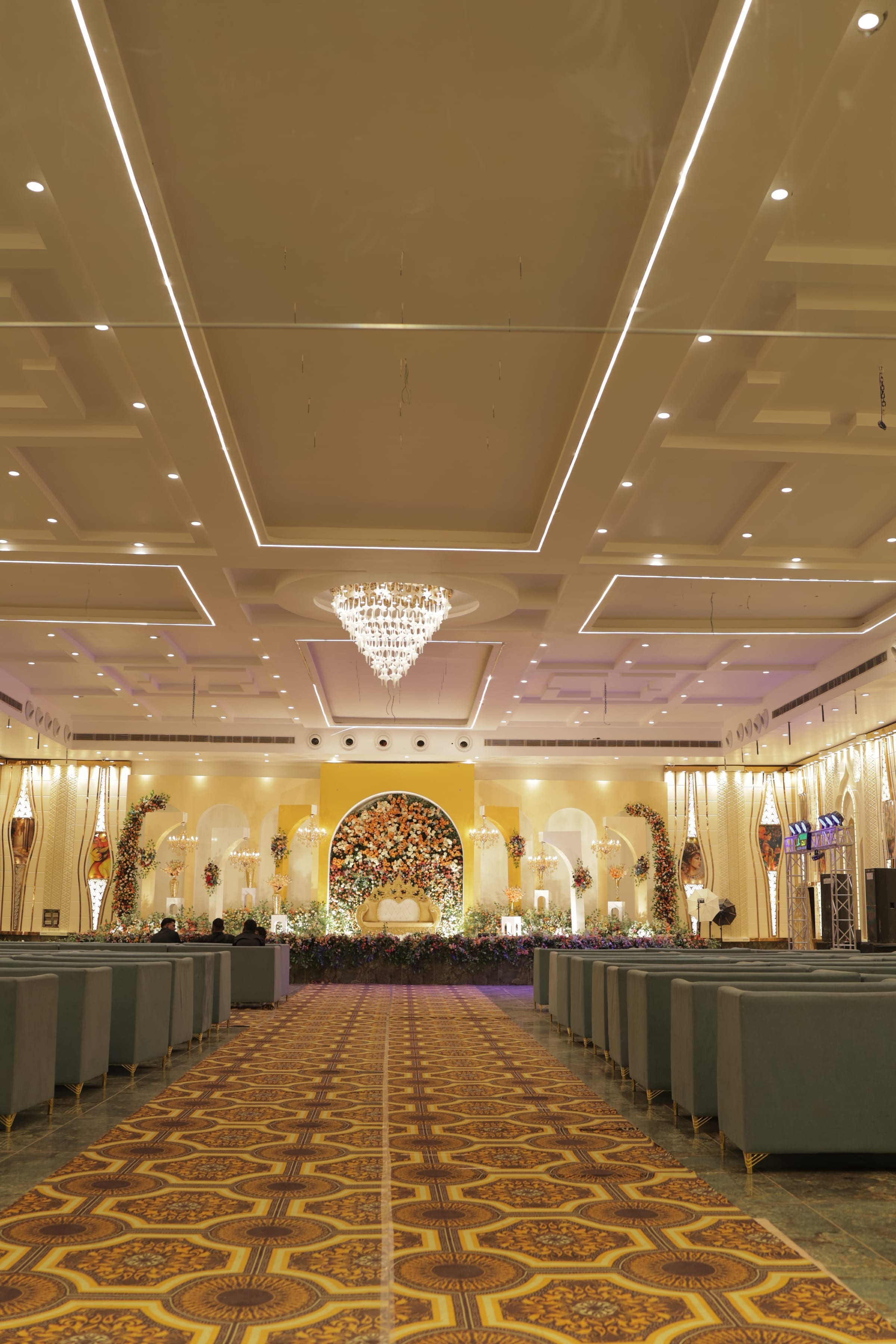 A decorated corridor running the length of the venue